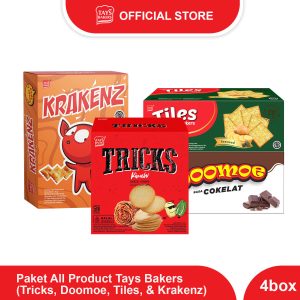 Paket Ngemil Produk Tays Bakers Tricks, Krakenz, Doomoe dan Tiles